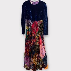 Vintage 70s Deluxe Velvet Patchwork Gown by Craig